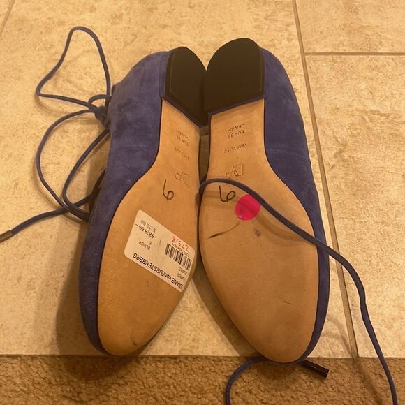 NWT Diane Von Furstenberg blue suede lace up flats - Picture 8 of 8
